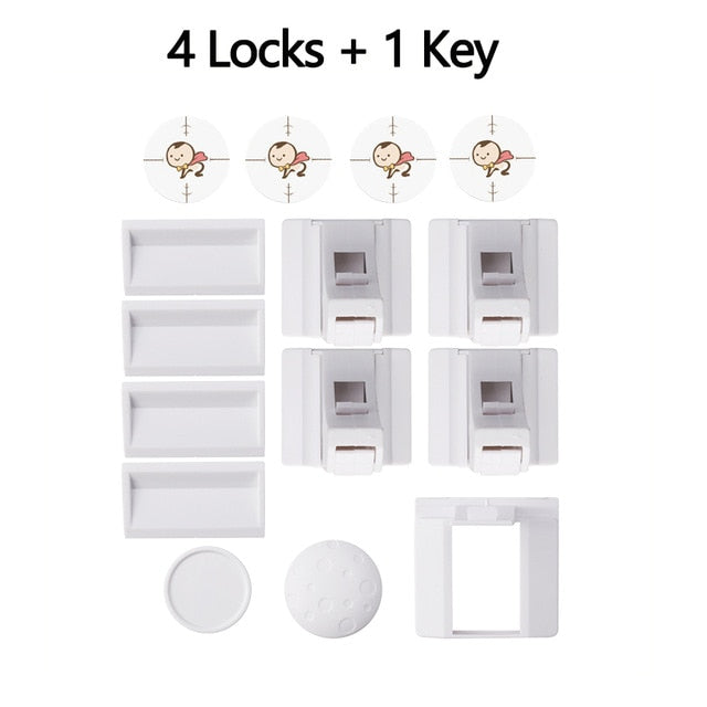 Magnetic Child Lock Baby Safety Cabinet Drawer Door Lock Children Protection Invisible Lock Kids Security 4+1/8+2 With 1 Cradle - casselheart
