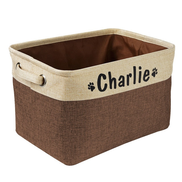 Personalized Pet Dog Toy Storage Basket  Canvas Foldable Linen Bins Accessories Pet Supplies - casselheart