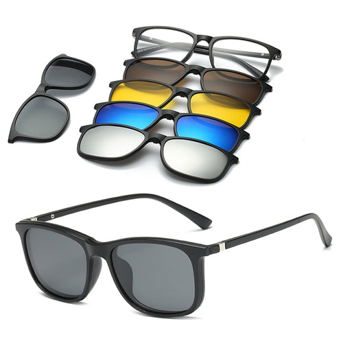 6 In 1 Custom Men Women Polarized Optical Magnetic Sunglasses Clip Magnet Clip on Sunglasses Polaroid Clip on Sun Glasses Frame - casselheart
