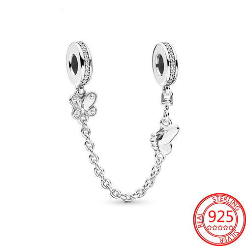 Original 925 Sterling Silver Butterfly Safety Chain  For Bracelet Safety - casselheart