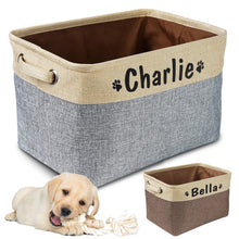 Load image into Gallery viewer, Personalized Pet Dog Toy Storage Basket  Canvas Foldable Linen Bins Accessories Pet Supplies - casselheart
