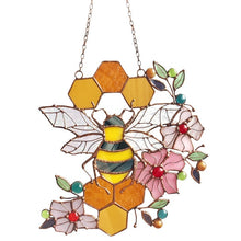 Load image into Gallery viewer, Suncatcher Stained Glass Room Decor Festival Bee Ornaments Honeycomb Bee  Hanging Decoration - casselheart
